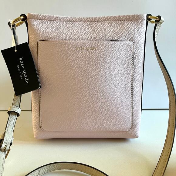 KATE SPADE + DUST BAG, Ava Color Block, Pebbled Leather Crossbody, Shimmer Pink - Picture 3 of 12